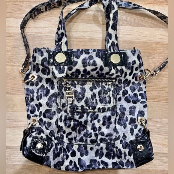 B Makowsky Large Leopard Print Patent Leather Bag - Picture 3 of 10